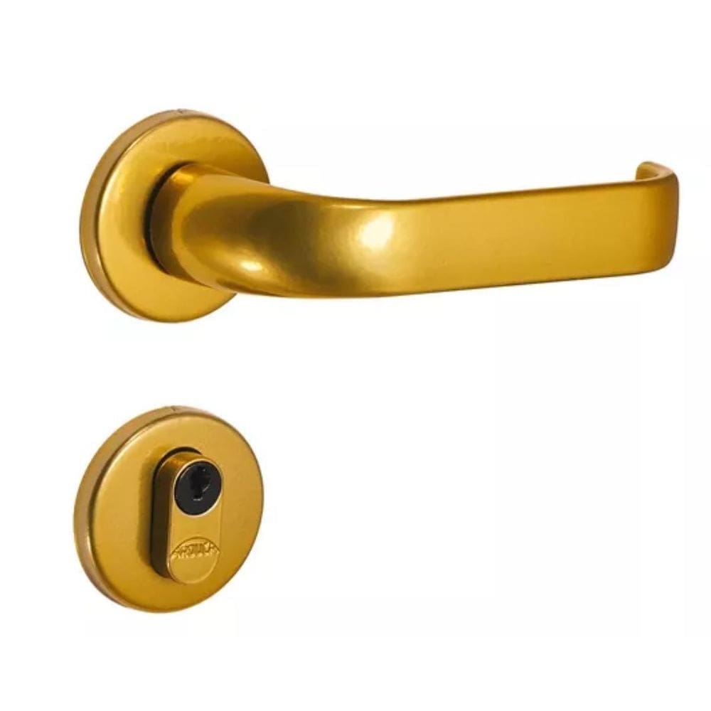 Fechadura Porta Externa Dourada Fosco Luna Arouca 40Mm Red