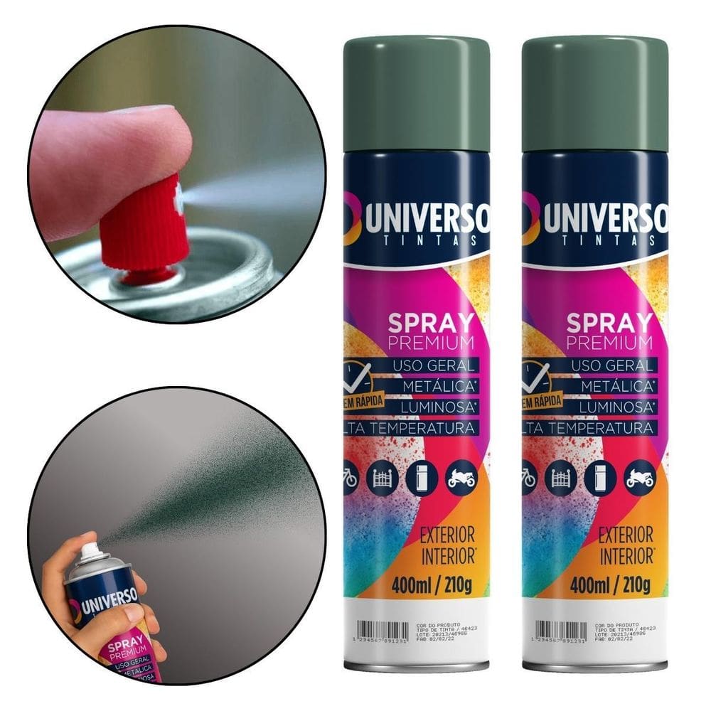 Kit 02 Latas Tinta Spray Verde Escuro 400Ml Uso Geral