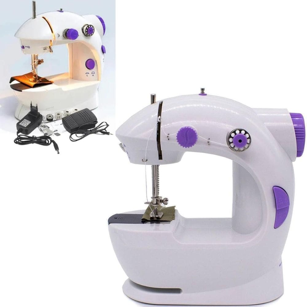 Máquina De Costura Portátil Doméstica Costura Reta Branca