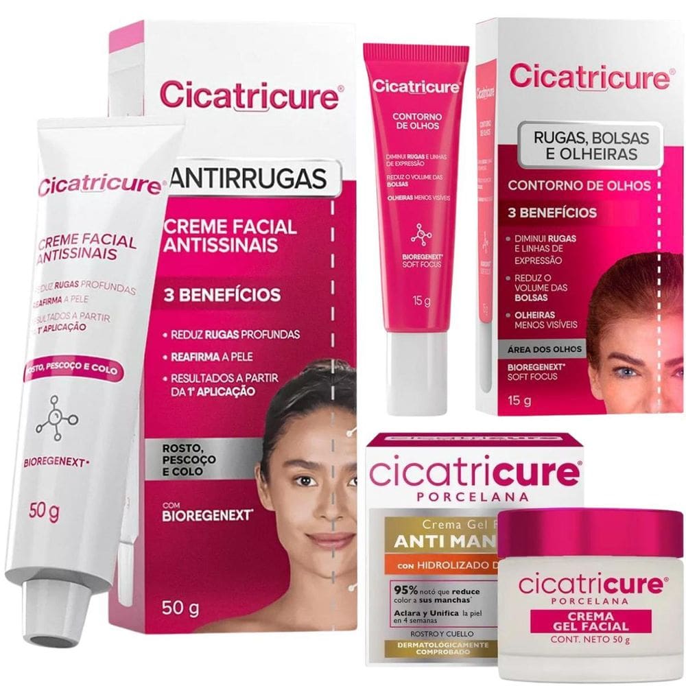 Kit Cicatricure Contorno Olhos Porcelana Antirrugas Antissin