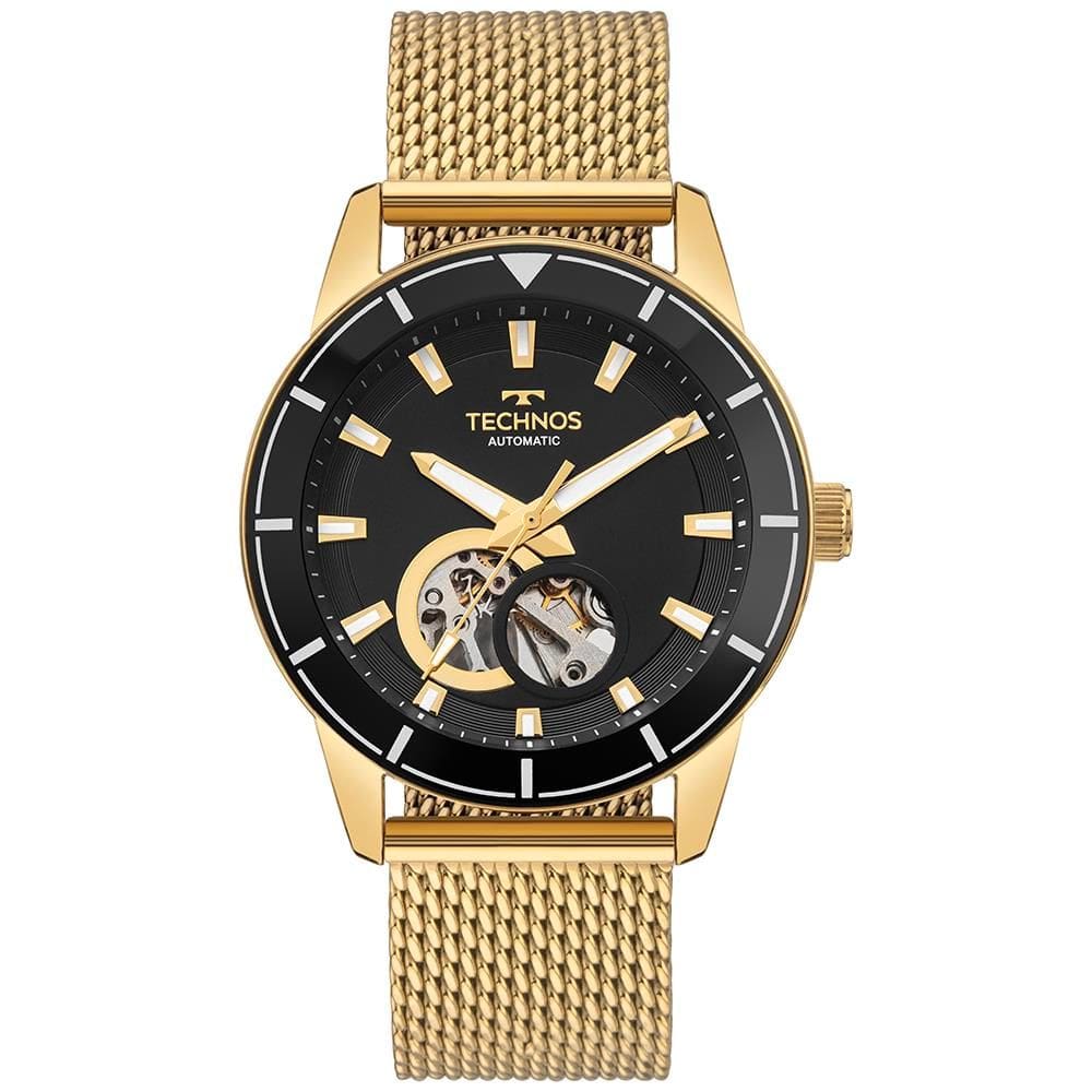 Relógio Technos Masculino Ref: G3266zhaa/1p Automático Mesh Dourado