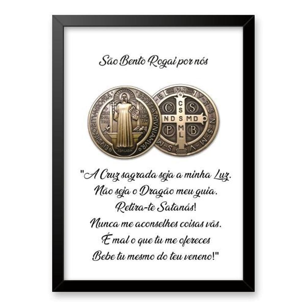 Quadro São Bento Rogai Por Nós 45X34Cm - Com Vidro