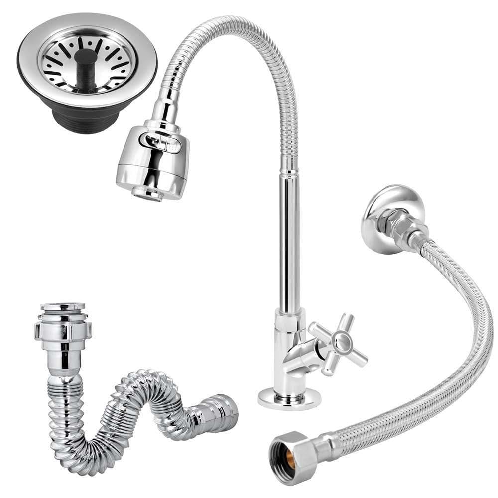 Torneira Gourmet Cozinha+Flexível+Válvula/Americana+Sifão