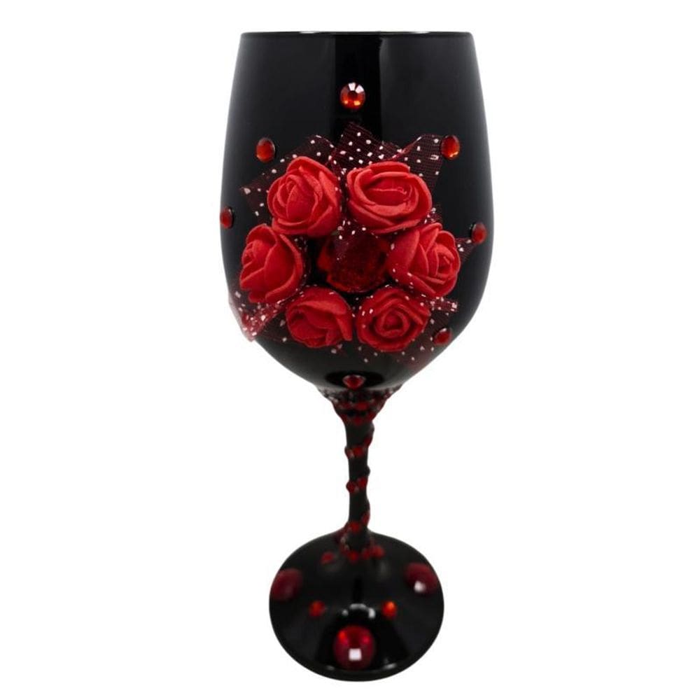 Taça Preta Pomba Gira Rosas Vermelha