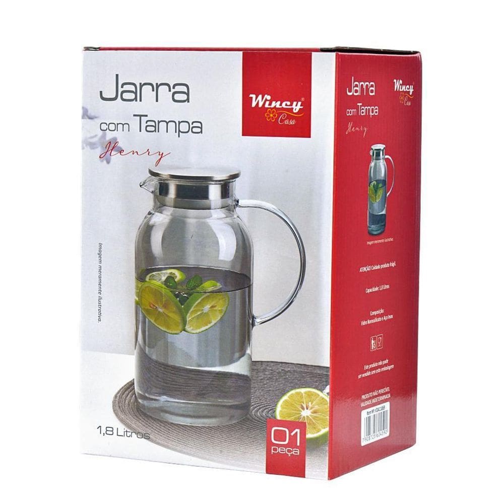 Jarra Com Tampa De Vidro Henry 1800Ml