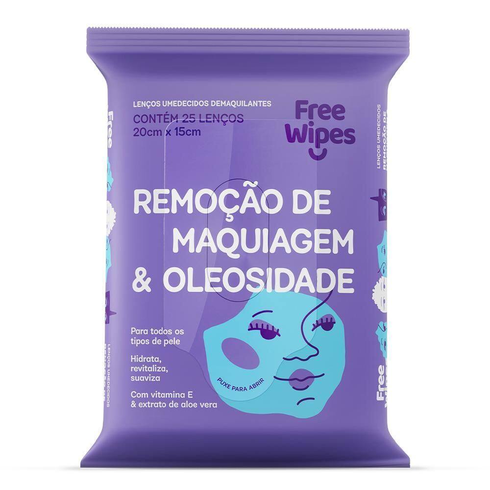 Lenço Umedecido Demaquilante Free Wipes - 25 Lenços