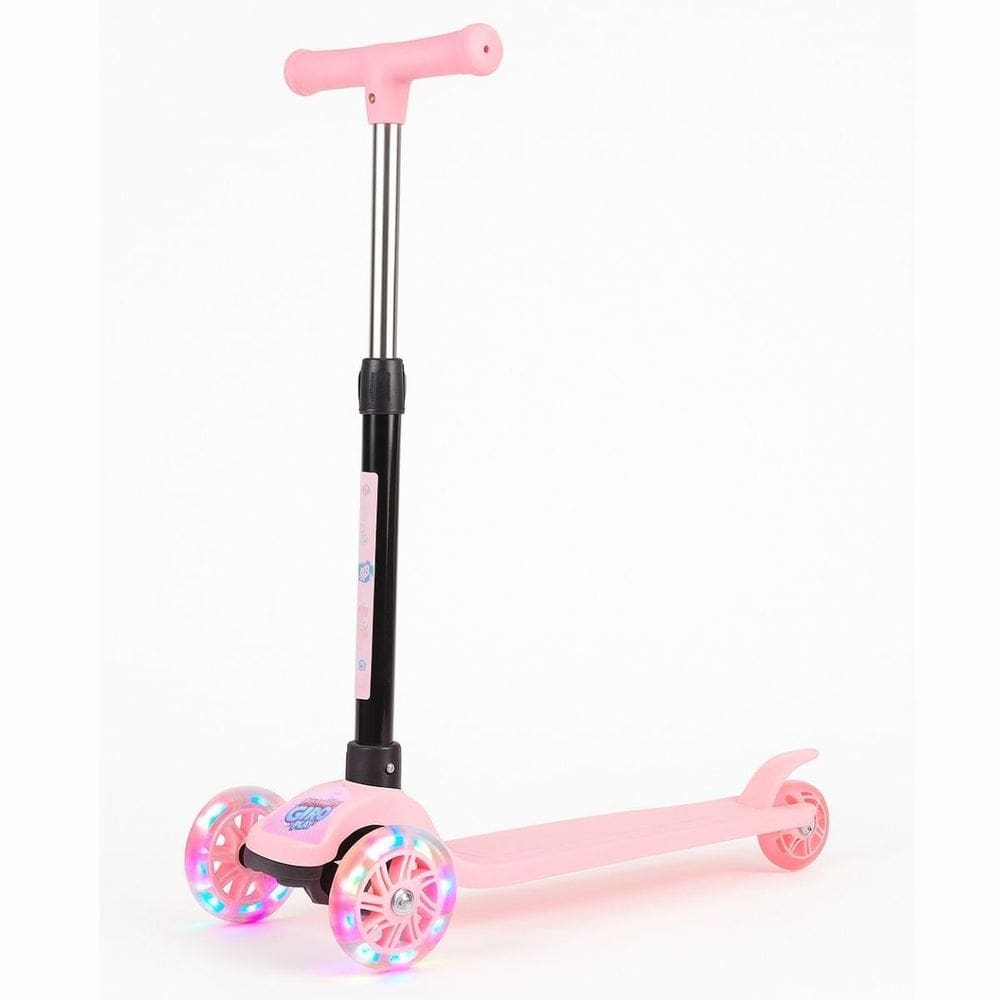 Patinete Dobrável Rosa Infantil 3 Rodas Com Led - Castela
