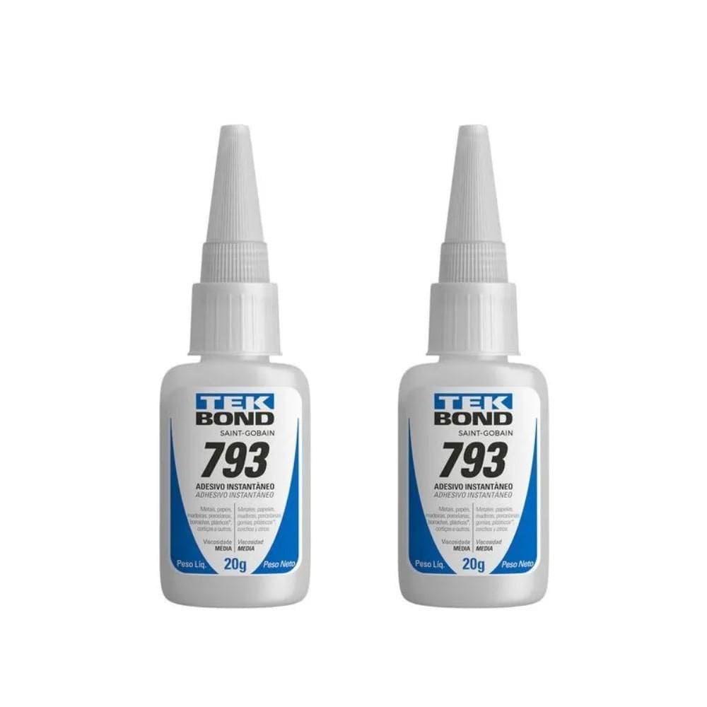 Kit 2 Cola Adesiva Instantânea Multiuso 20G 793 Tekbond