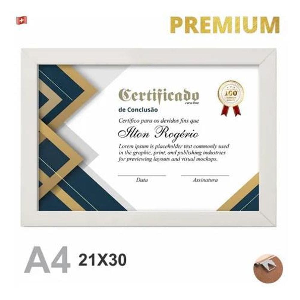 2X Quadro Moldura A4 21X30 Certificado Diploma Álvara Curso