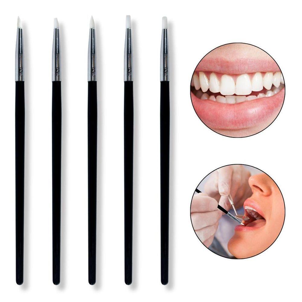 Kit 5 Pincéis Silicone Odontologia Dentista Resina Modelagem