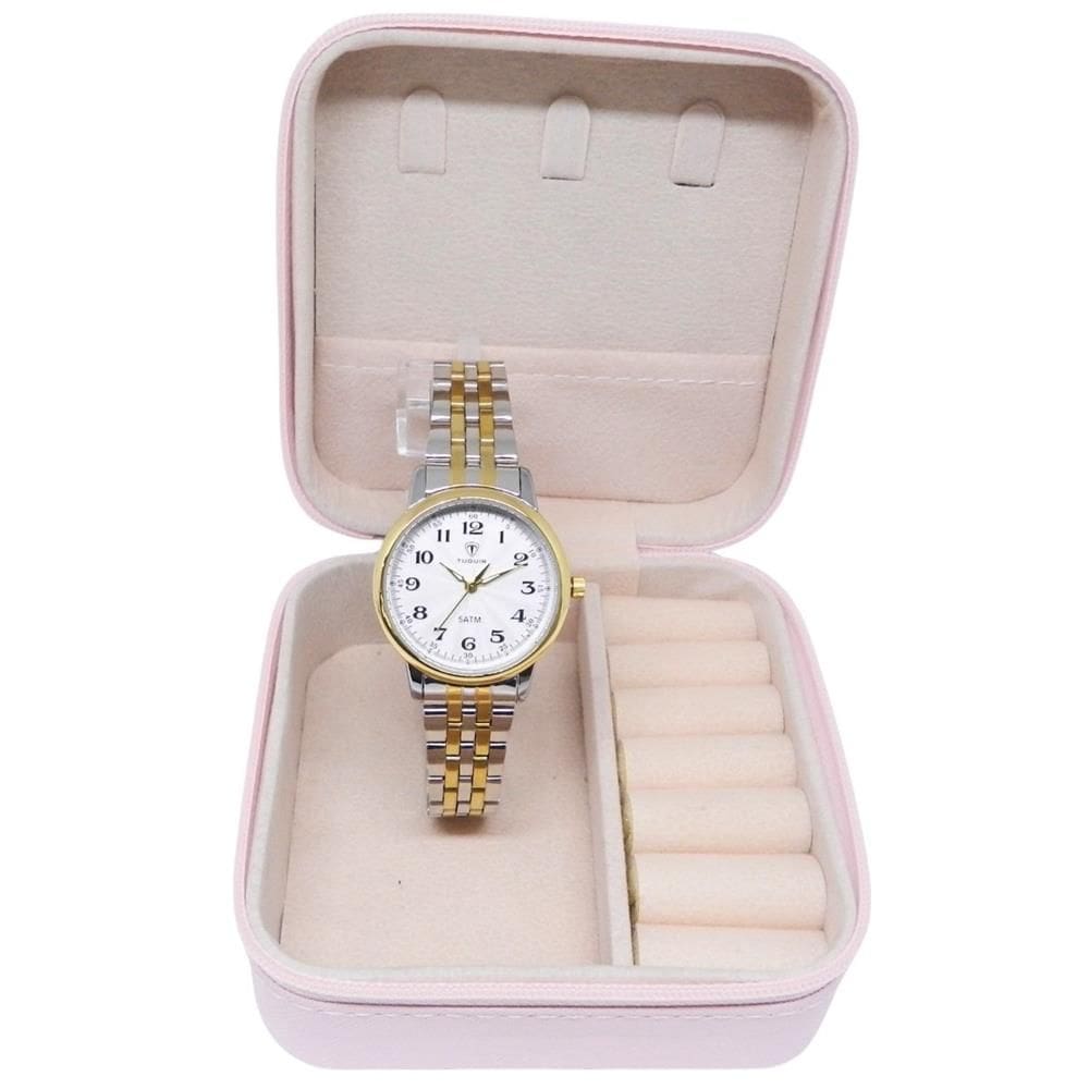 Relógio Tuguir Feminino Ref: Tg30375 Bicolor Estojo Porta Jóias