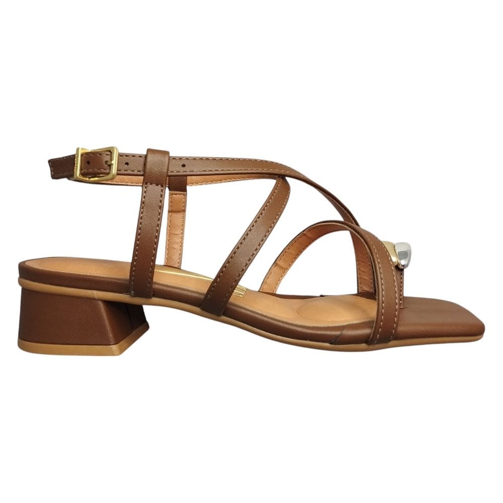 Sandalia Feminina Dedo Salto Baixo Dourado Vizzano 6454.123