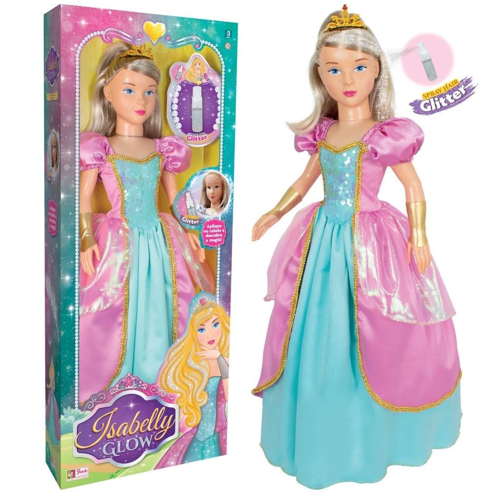 Boneca Princesa Isabelly Com Acessório Infantil Grande 80Cm