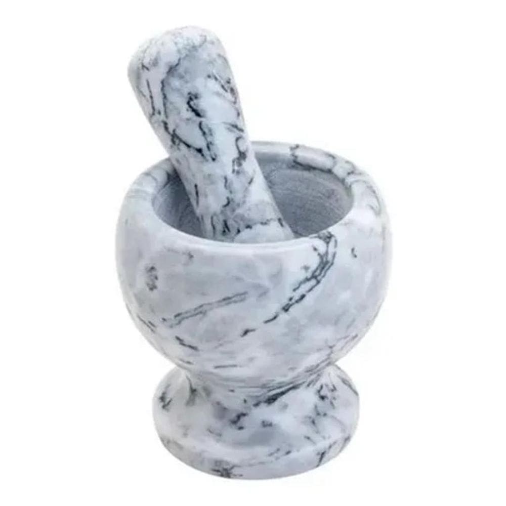 Pilao Pedra Marmore Socador Alho Macerar Tempero 13Cm