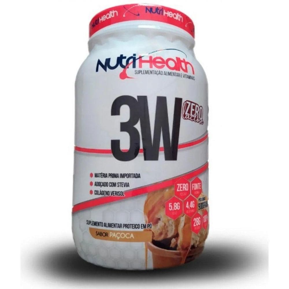 Whey 3W Zero Lactose  900G  - Sabor: Paçoca