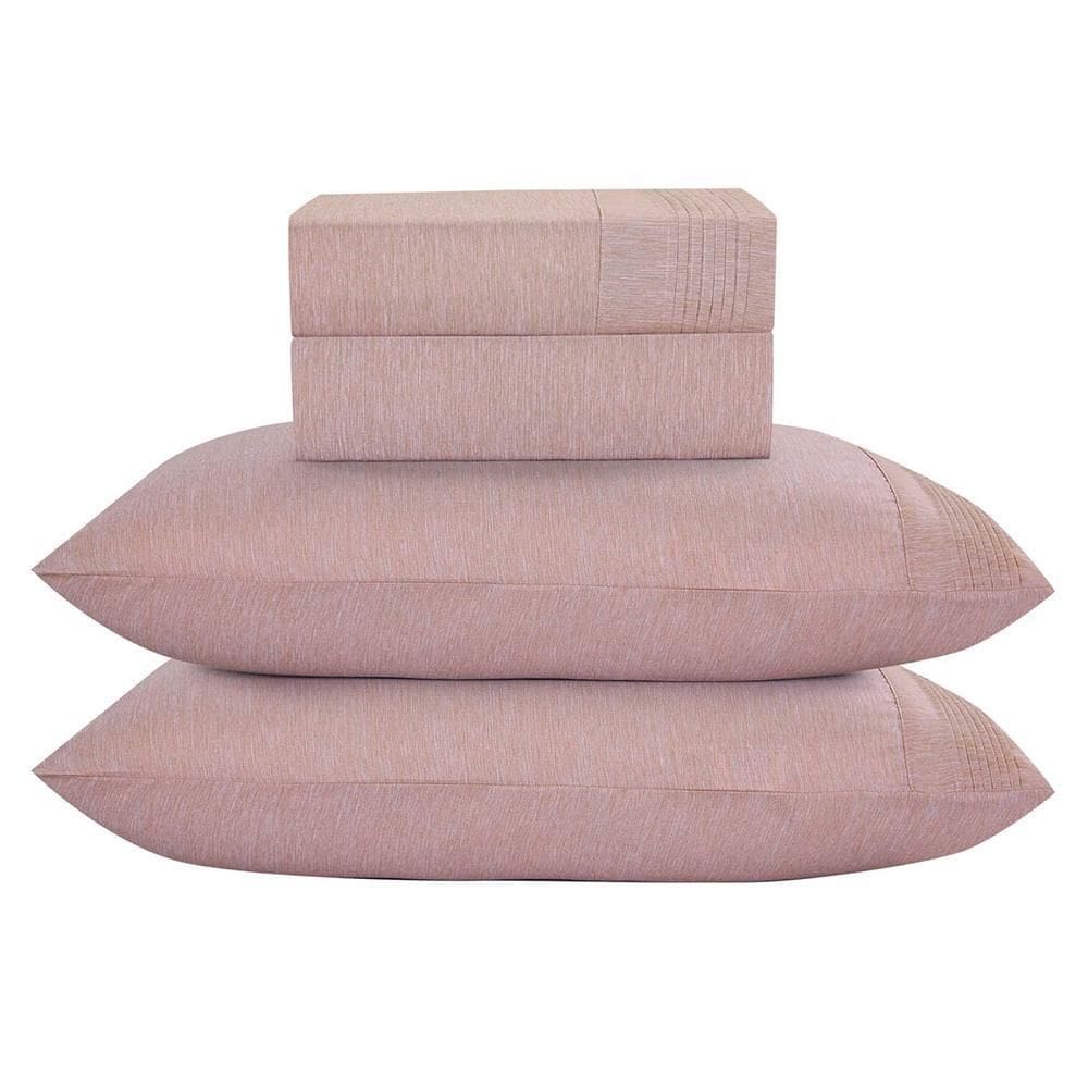 Jogo Cama Lençol King Plysce Percal 300 Fios 4 Peças - Rosê