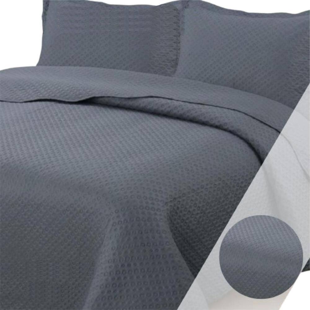 Colcha King Bouti Dupla Face 03 Peças - Cinza