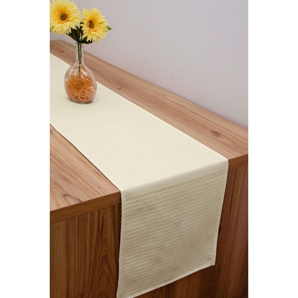 Kit 2 Caminho Trilho De Mesa Tecido Piquet Palha 1,40X0,35