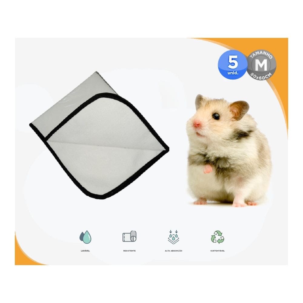 Kit 5 Tapetes Higiênicos P Porquinhos Da Índia M 60 X 80 Cm