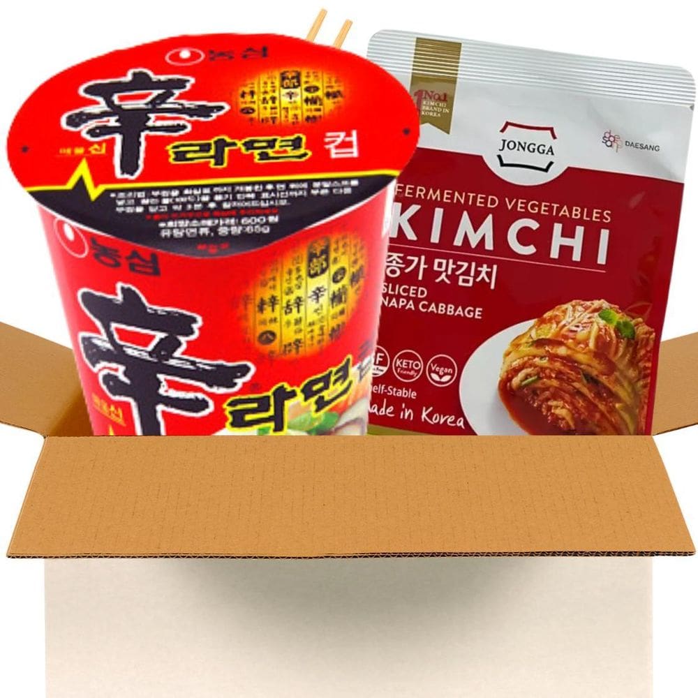 Kit Comida Coreana Lamen Shin Copo & Kimchi Conserva Jongga