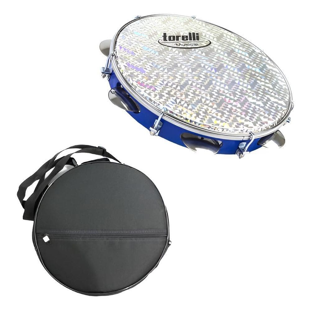 Pandeiro 10`` Azul Injetado Em Abs Torelli Tp308 Com Capa