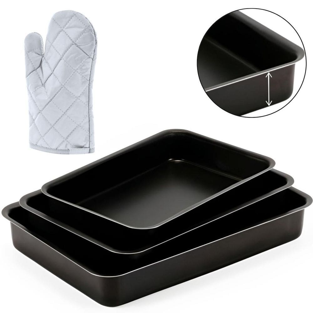 Jogo De Forma Alta 03 Peças Antiaderentes + Luva Térmica