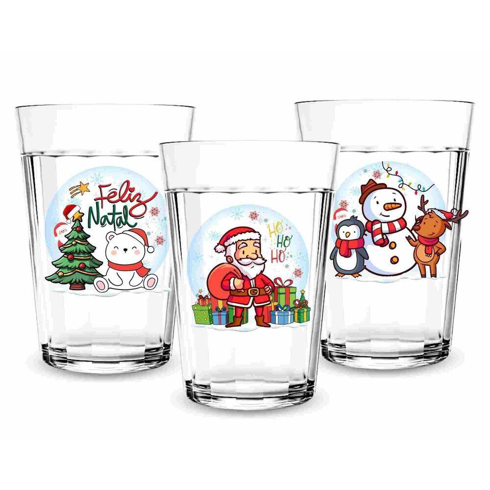 Kit 3 Copos Americanos 190Ml Personalizado Natal Decorativo