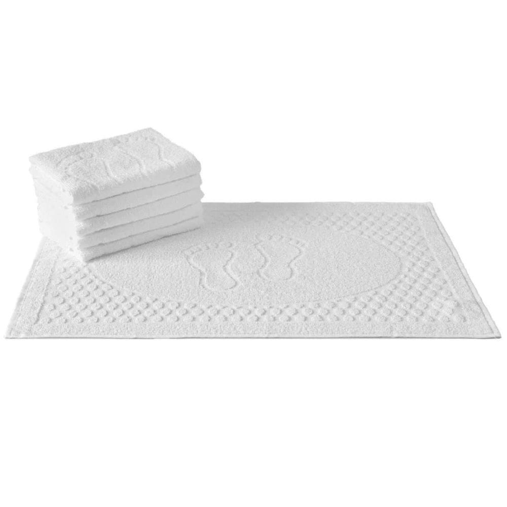 Kit 5 Tapetes Toalha De Piso Branco Pousada Felpuda Branco
