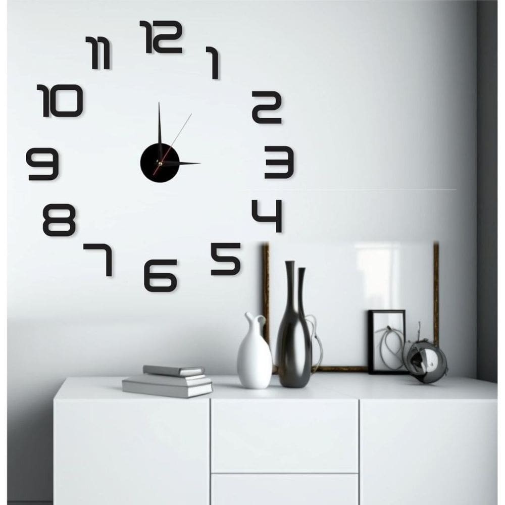 Relógio 3D Parede Grande Luxo Adesivo Decoração Casa Sala