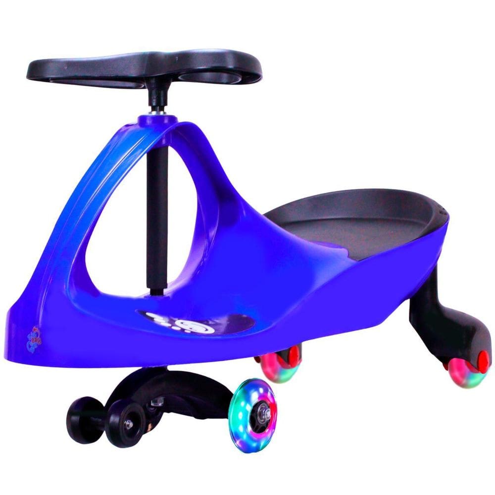 Carrinho Rolimã Zig Zag Car Azul Preto 360 Roda Led-Castela