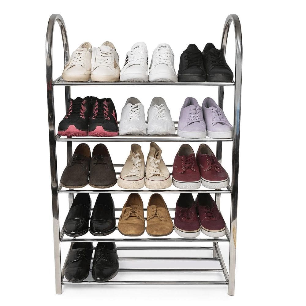 Sapateira 5 Prateleiras Inox Estante Vertical 30 Sapatos