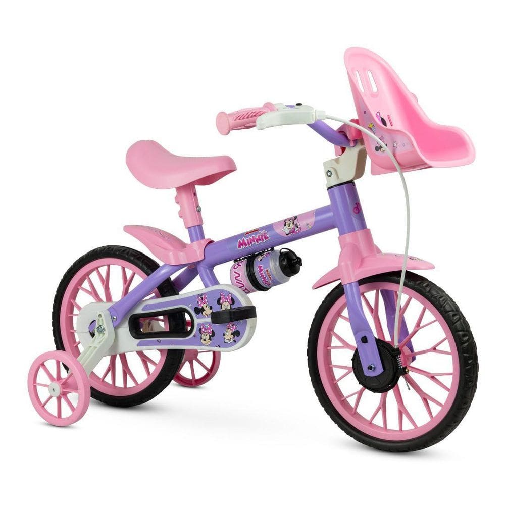 Bicicleta Infantil Menina Minnie Aro 12 Disney Com Cestinha