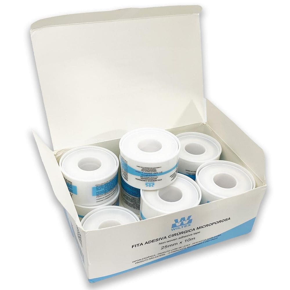 Fita Adesiva Micropore Branca 25Mm X 10M Wiltex 12 Unidades