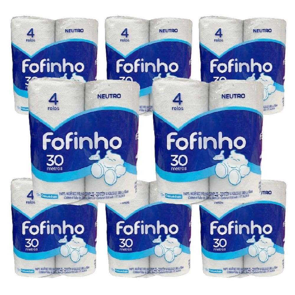 Papel Higiênico Folha Simples C/32 Rolos 30M Cada Fofinho