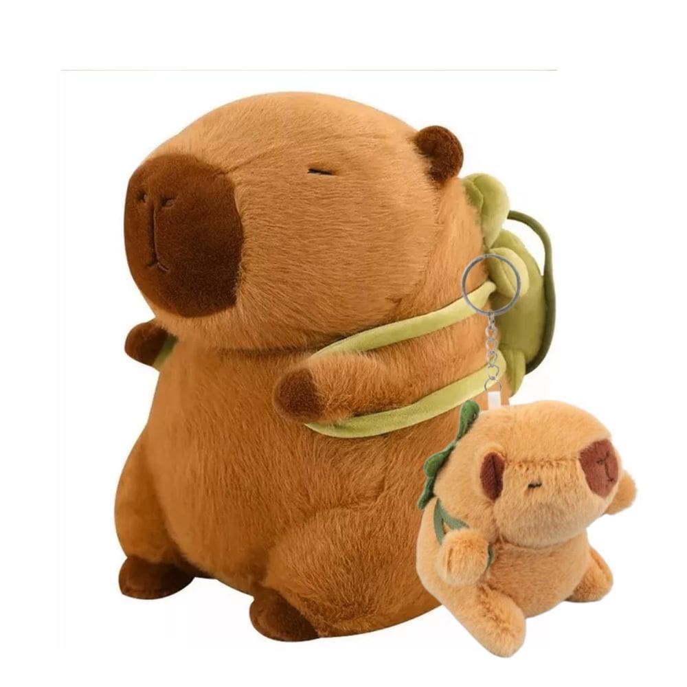 Capivara Com Mochila De Tartaruga - Pelúcia + Chaveiro