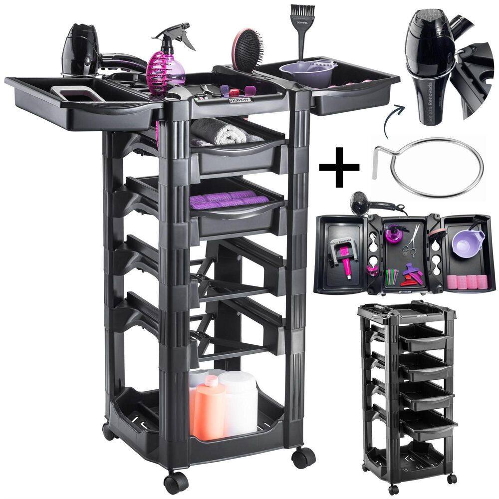 Carrinho Auxiliar Cabeleireiro Estética 4 Gaveta