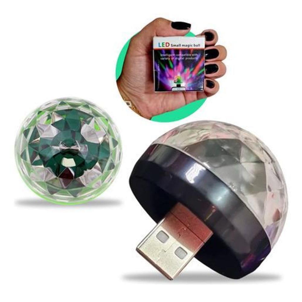 Mini Globo De Festa Luz Led Rgb Celular Carro Usb Discoteca