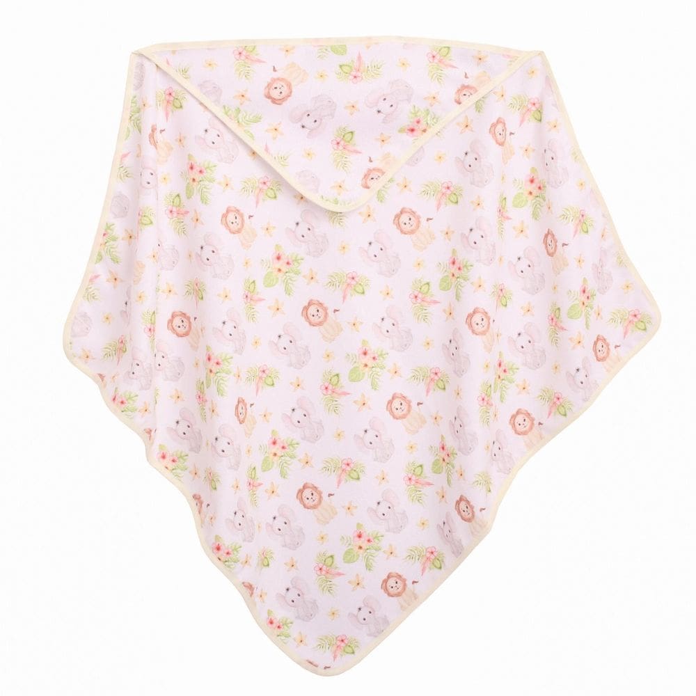 Toalha Para Bebê 70Cm X 70Cm Banho Com Capuz Safari Amarelo