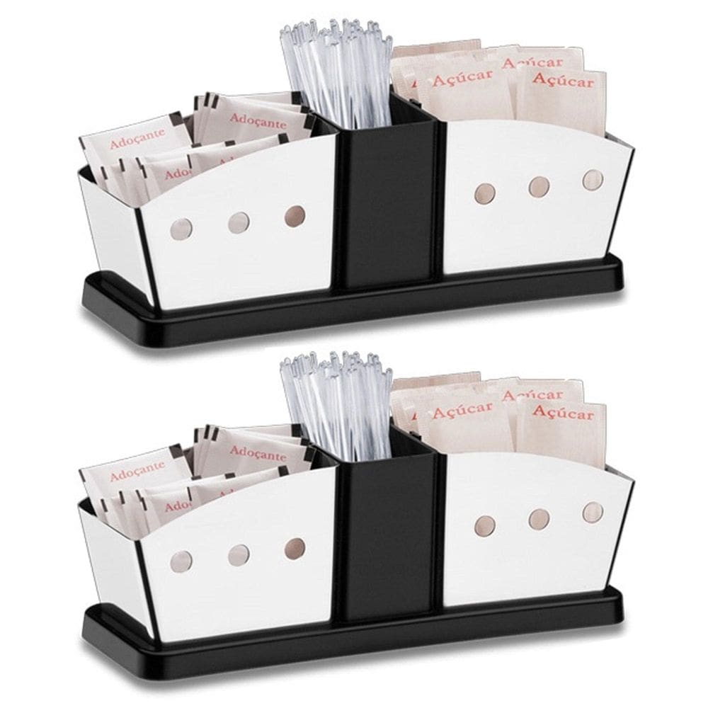 Kit 2 Suporte Porta Saches Inox Cafe Açucar Restaurante