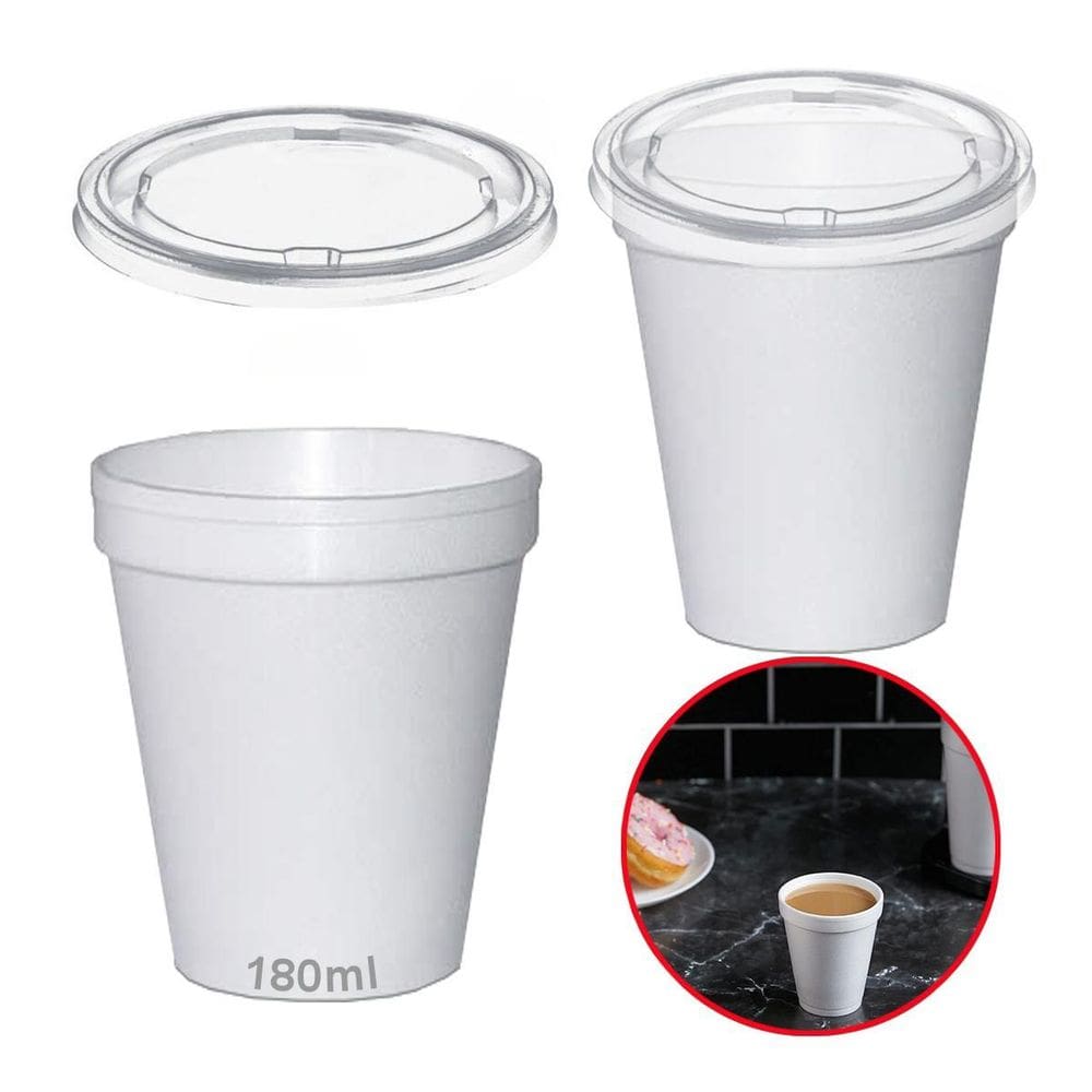 Copo Térmico Isopor 180Ml Tampa Plástica C/100 Cor Branco