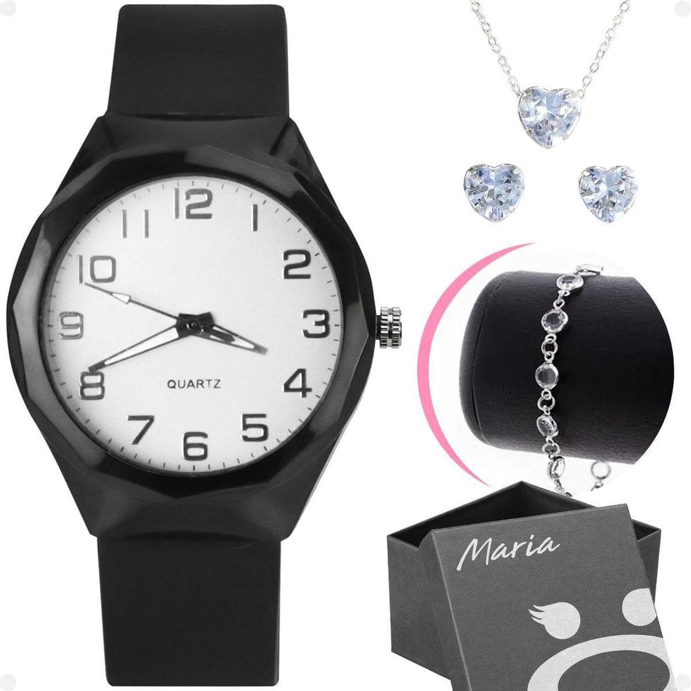 Relógio Feminino Aço Inoxidável Prova D`Água + Brinco +