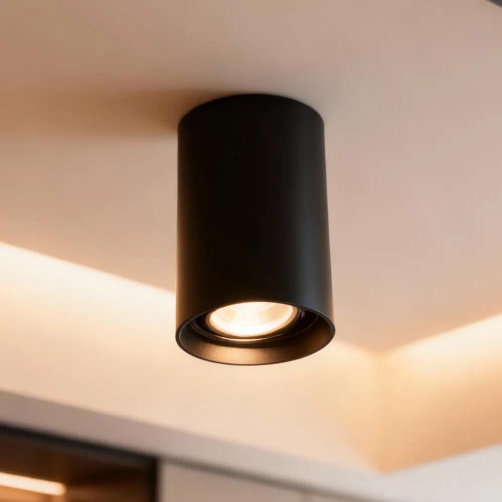 Spot De Sobrepor Redondo Direcionável + Preto Branco Neutro