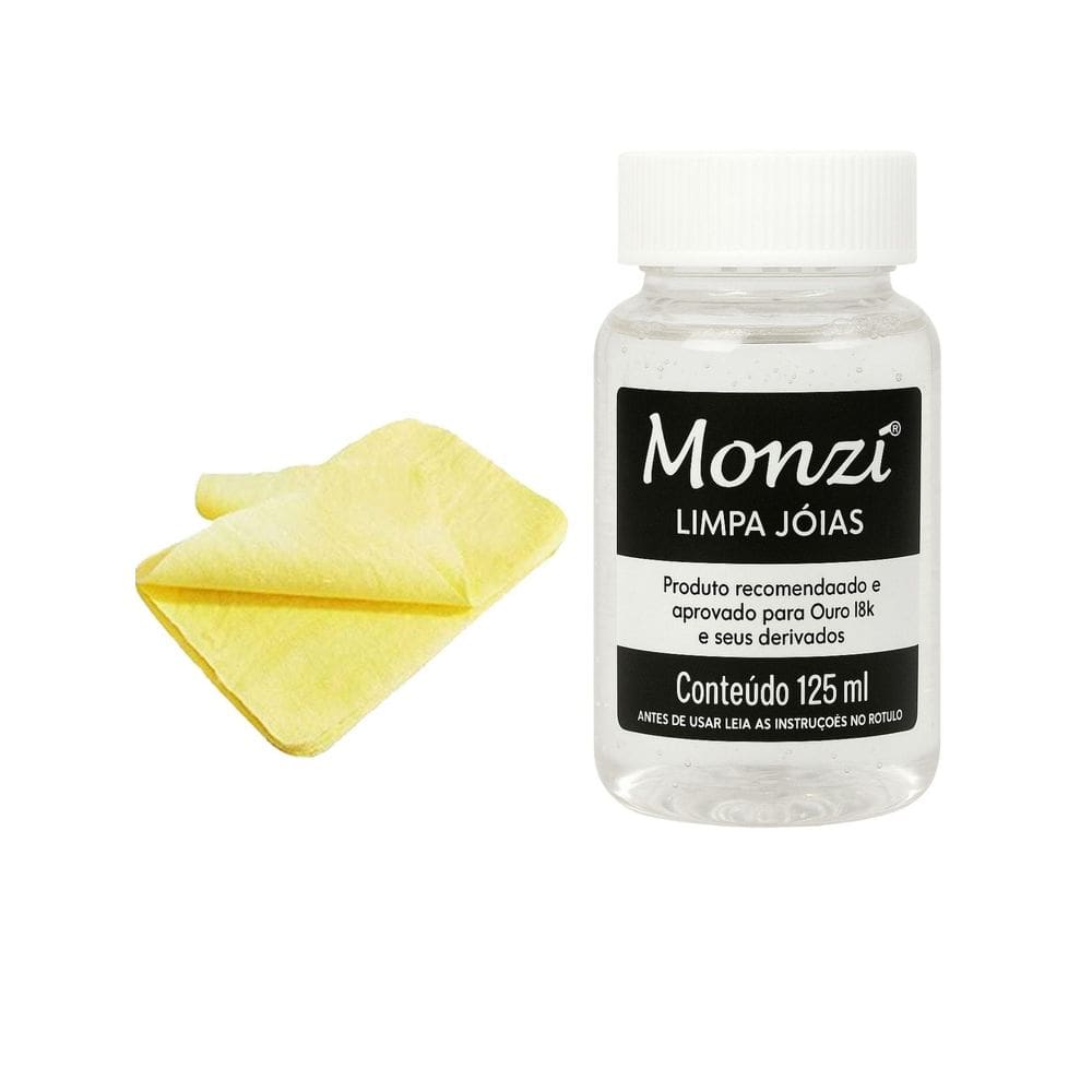 Kit 1 Limpa Jóias Ouro Puro 18K Monzi 125Ml Grande + 1