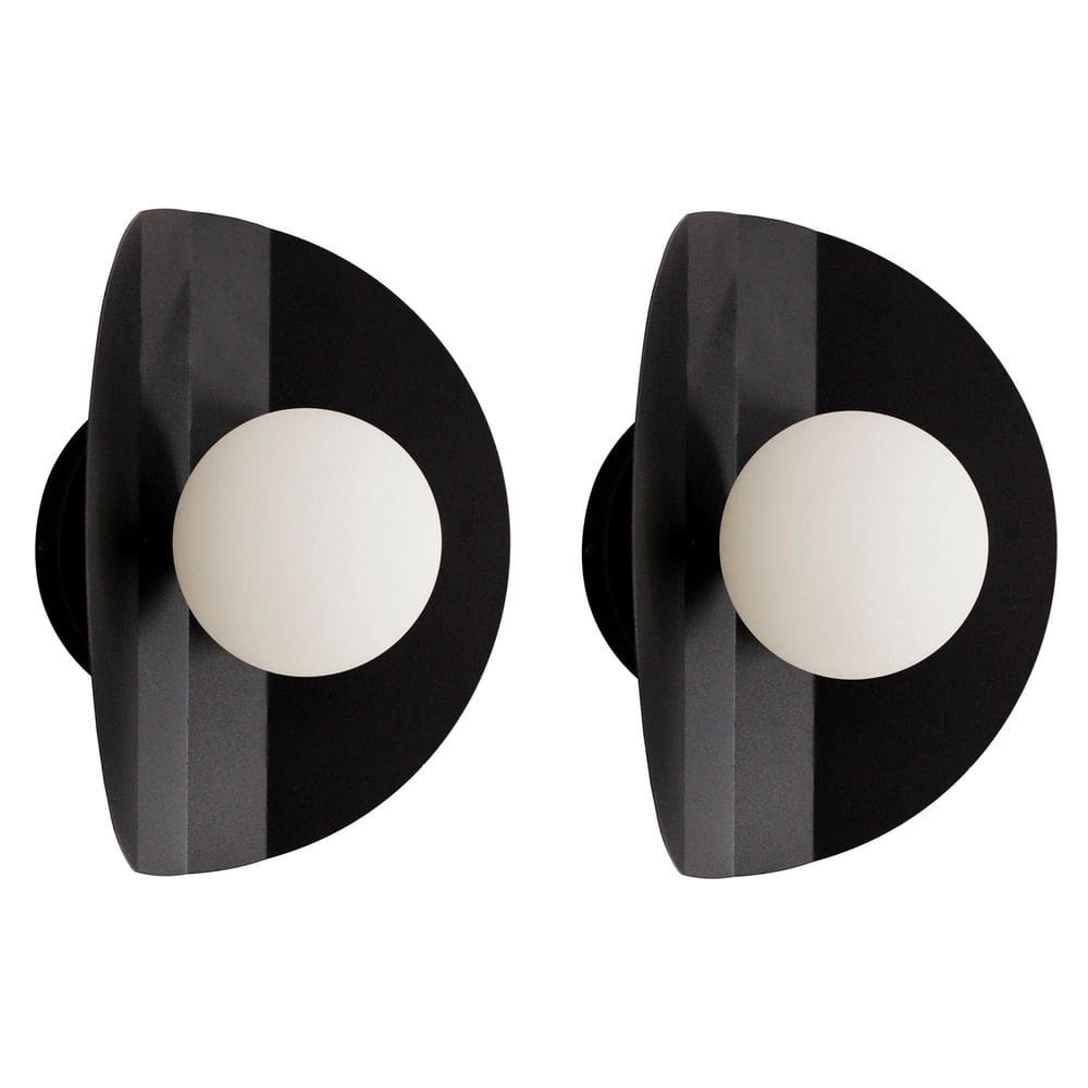 Kit 2 Arandelas Luminária De Parede Cacau Globo Vidro Preto