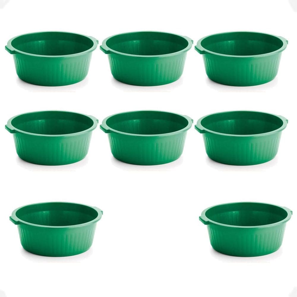 Kit 8 Balde Bacia Multiuso De Plástico Canelada 12 Litros