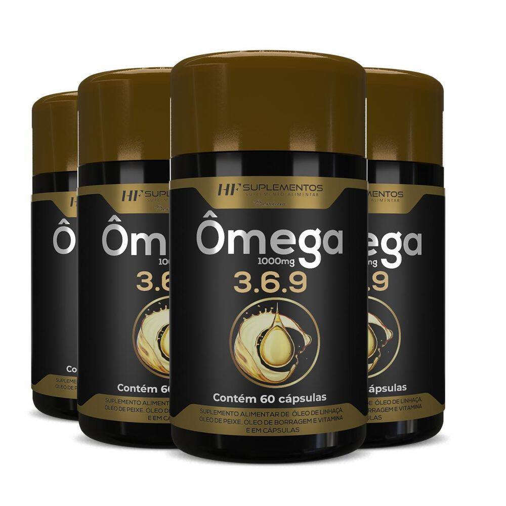 4X Omega 3 6 9 60Caps Peixe Linhaça Borragem Hf Suplementos