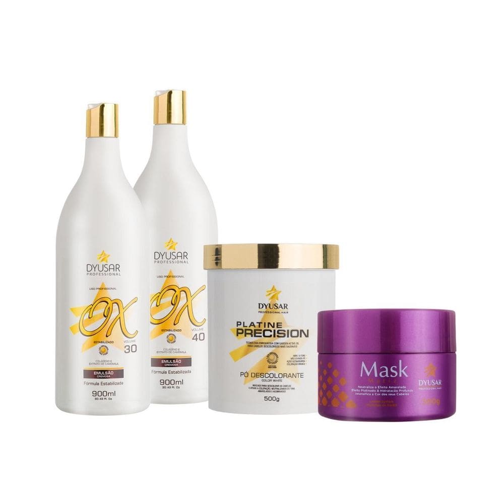 Kit Descoloração Profissional Pó Branco Com 2 Ox E Matizador