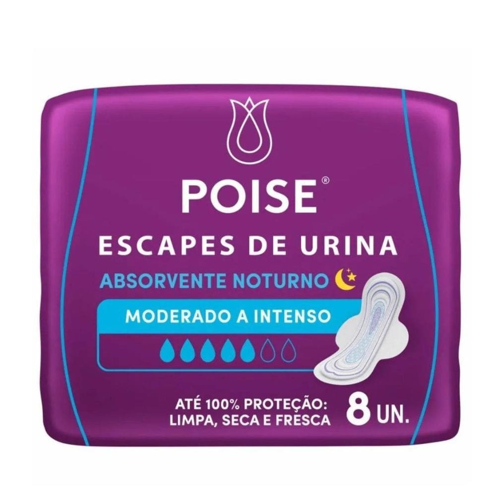 Absorvente Poise Com Abas Noturno Fluxo Moderado/Intenso Com