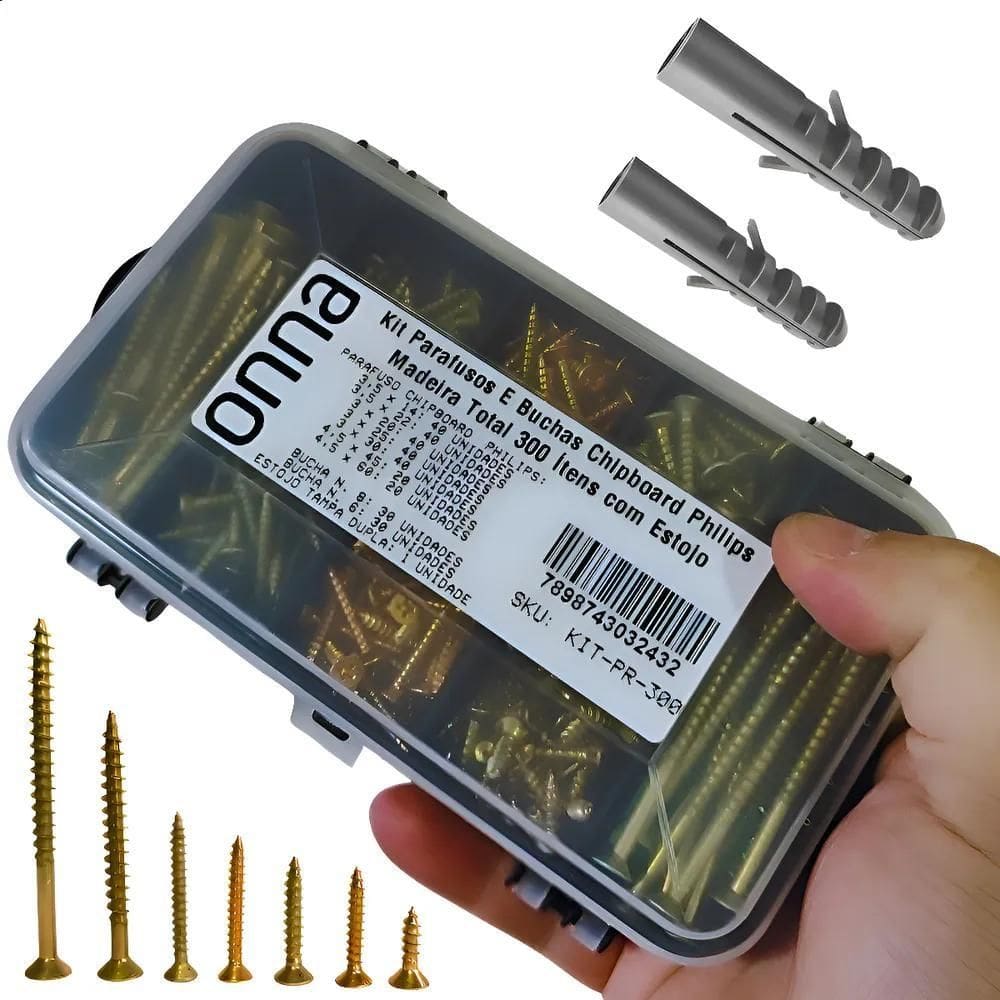 Kit Parafusos E Buchas Chipboard Philips Madeira Parede Tota