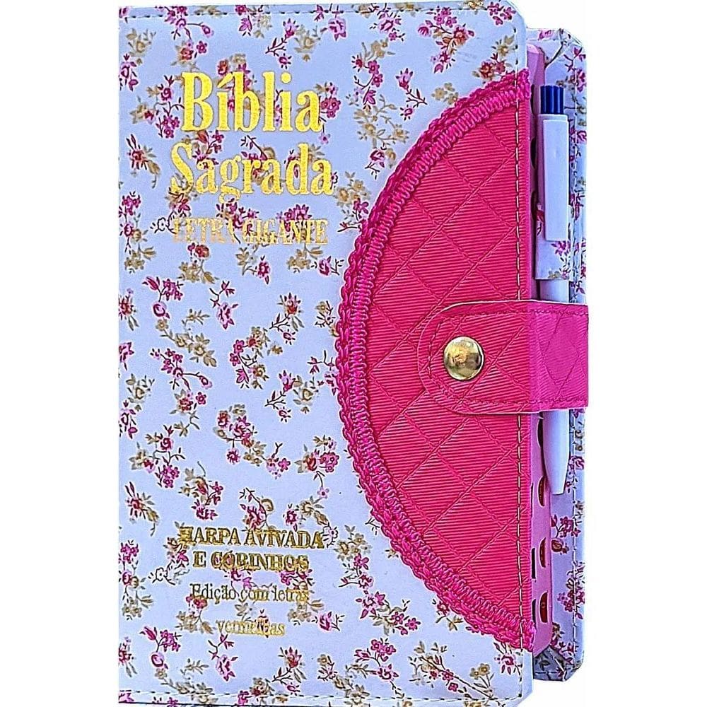 Bíblia Com Letra Grande - Com Harpa E Corinhos Rosafloral